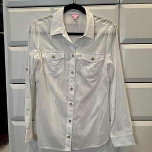 White Linen Button-Up Shirt